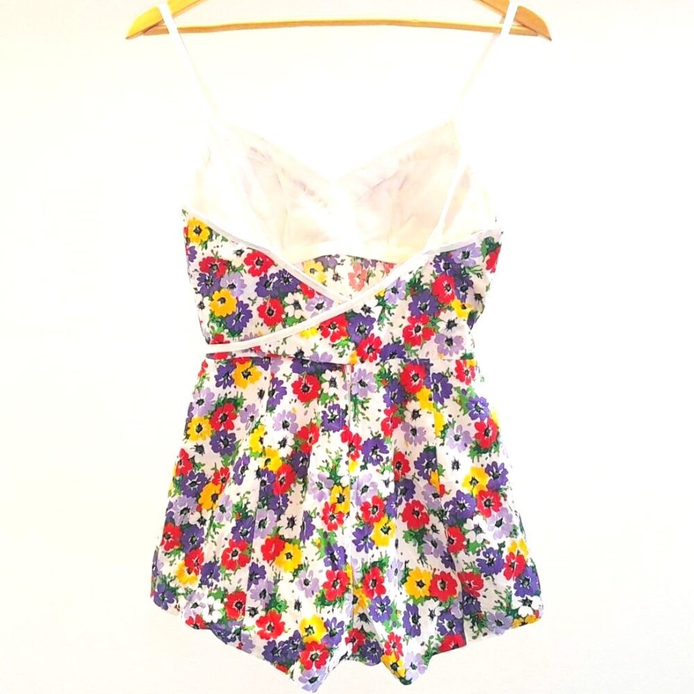 Poppy By Lanz Vintage Romper Womens Size 10 Pin Up Floral Darling Lined Colorful